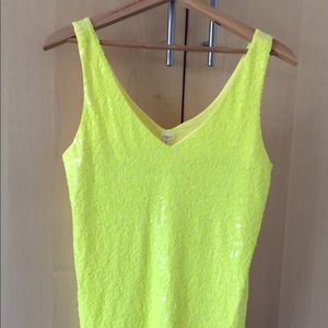 J. Crew Factory Yellow Sequin tank NWT size S